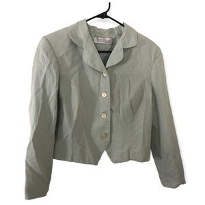 Karen Scott light green linen blend blazer